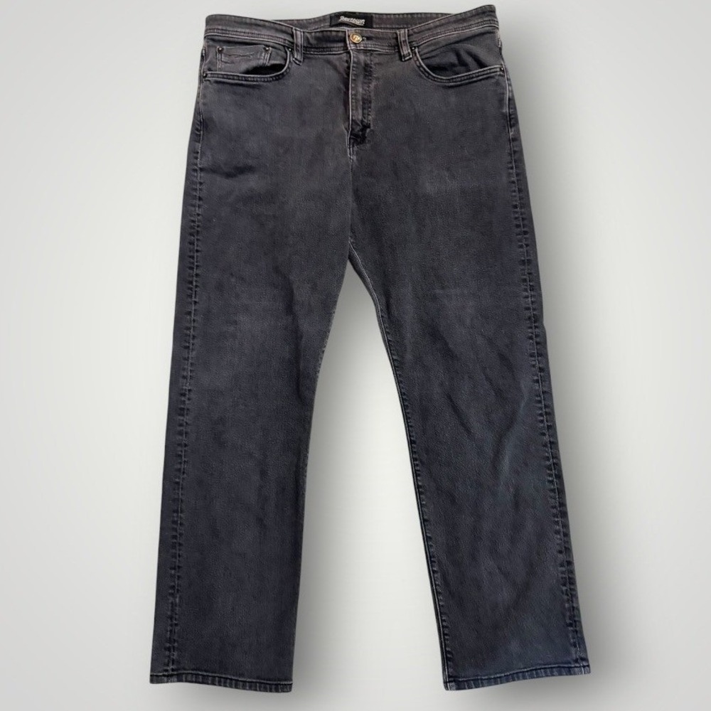 Revtown Automatic Jeans Men 38x32 Black Straight Leg Stretch Denim Minimalist